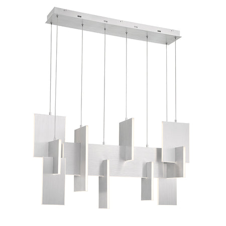 Eurofase Coburg 42" 3-Light LED Chandelier, Anodized Silver, front view