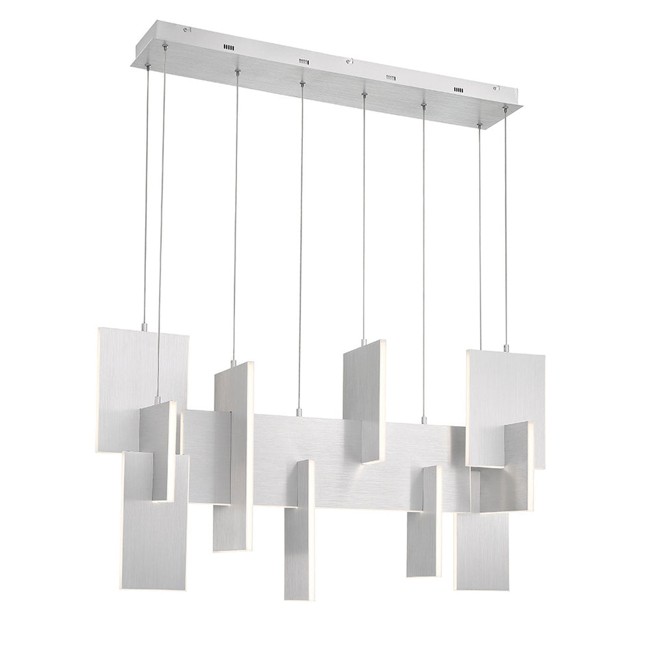 Eurofase Coburg 42" 3-Light LED Chandelier, Anodized Silver, front view