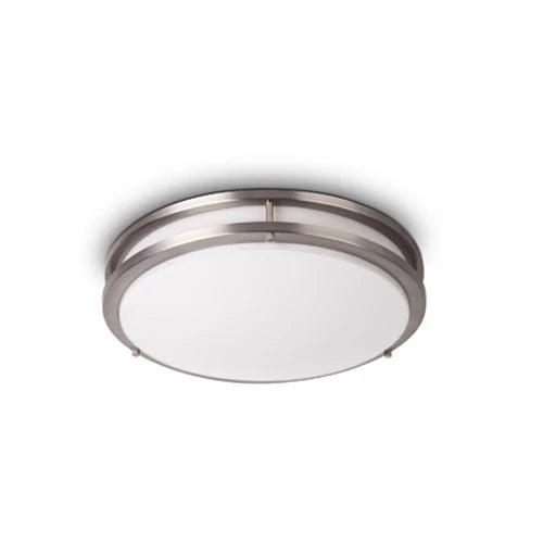A photo of a , by NX-FMDR14-26W NEXLEDS NX-FMDR14-26W, 14'' Double Ring LED Ceiling Light, 120VAC, 26W, 1850 Lumens, 3000/4000/5000K, Dimmable, White - NEXLEDS eCommerce - Maple Electric Supply in Canada