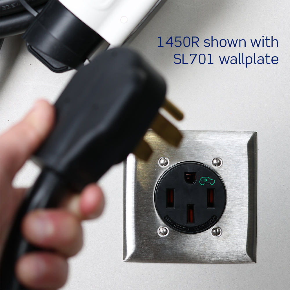 A photo of a EV Charger, by 1450R 50 Amp EV Charging Receptacle/Outlet, Heavy Duty 50 Amp, 125/250 Volt - Leviton eCommerce - Maple Electric Supply in Canada