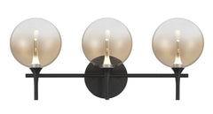 Eurofase Iissa 3-Light LED Vanity, Matte Black with Amber Glass, front view