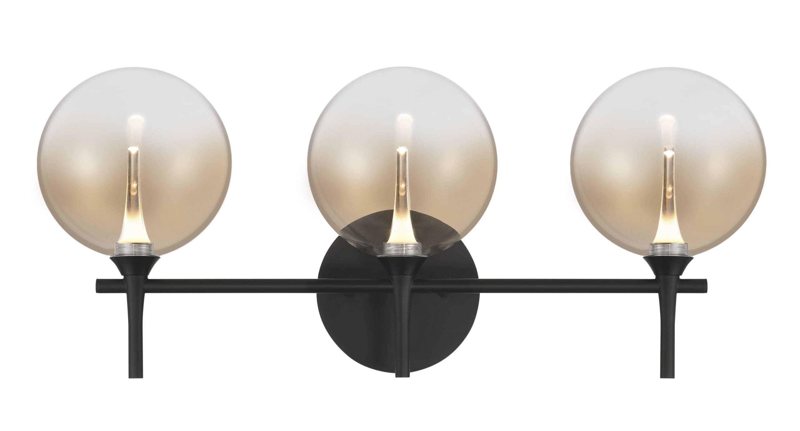 Eurofase Iissa 3-Light LED Vanity, Matte Black with Amber Glass, front view