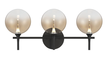 Eurofase Iissa 3-Light LED Vanity, Matte Black with Amber Glass, front view