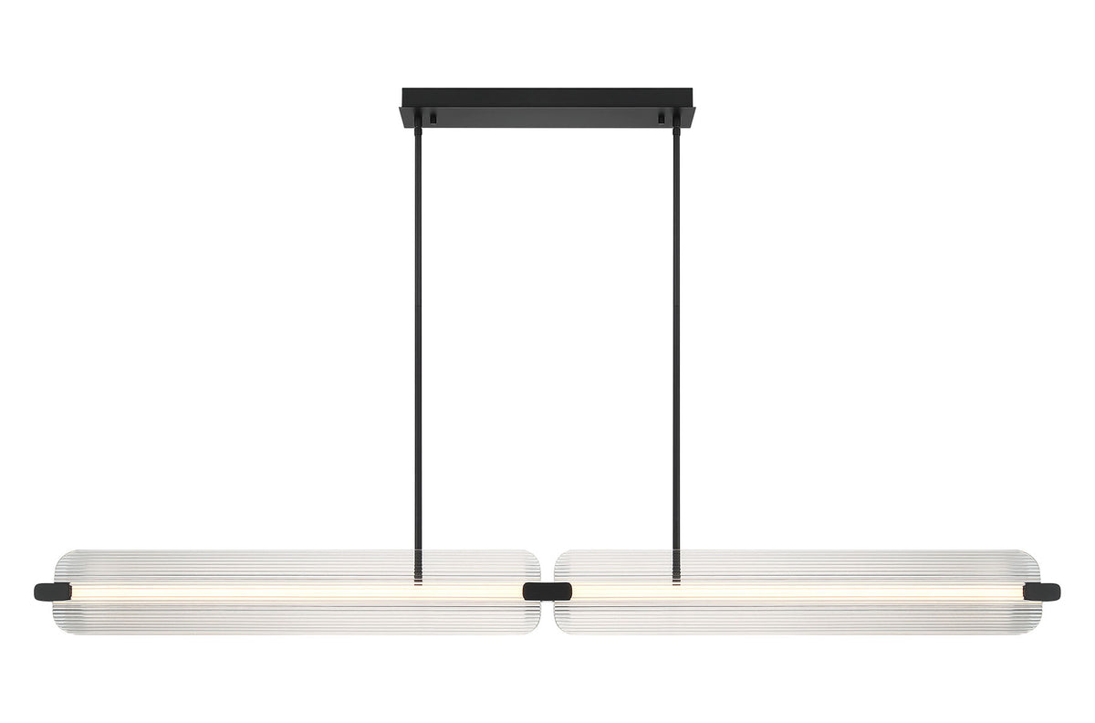 Eurofase Neoness 67" 4-Light LED Chandelier, Matte Black with Clear Glass, front view