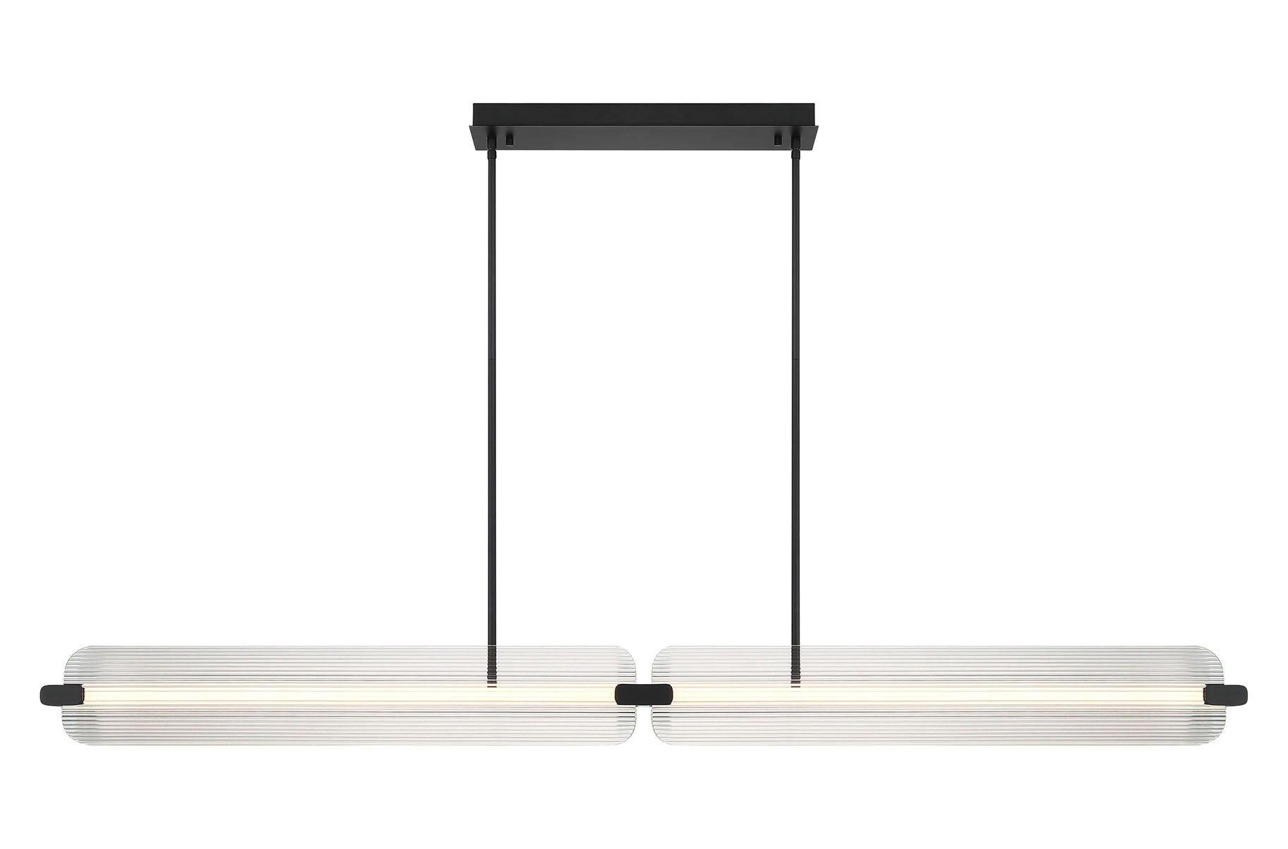 Eurofase Neoness 67" 4-Light LED Chandelier, Matte Black with Clear Glass, front view
