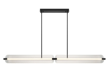 Eurofase Neoness 67" 4-Light LED Chandelier, Matte Black with Clear Glass, front view