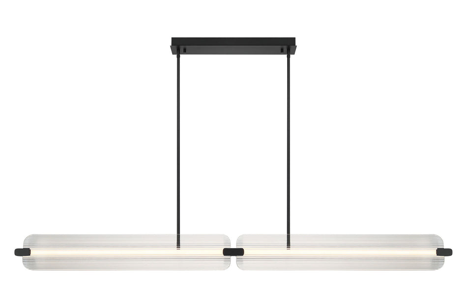 Eurofase Neoness 67" 4-Light LED Chandelier, Matte Black with Clear Glass, front view