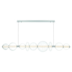 Eurofase Atomo 74" 9-Light Chandelier, Chrome with Clear Glass, front view