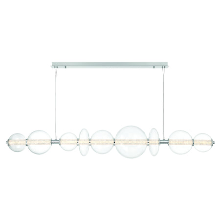Eurofase Atomo 74" 9-Light Chandelier, Chrome with Clear Glass, front view
