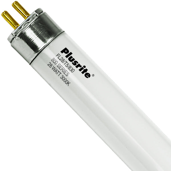 Plusrite fluorescent light bulb on a white background