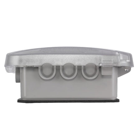 A photo of a WEATHERPROOF COVER, by Intermatic WP5100C - Extra-Duty Plastic In-Use Weatherproof Cover, Single-Gang, Vrt/Hrz, 2.75" Clear - Intermatic eCommerce - Maple Electric Supply in Canada