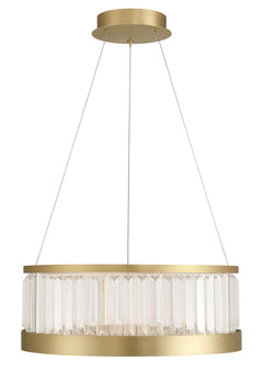 Eurofase Empra 24" LED Pendant, Gold with Clear Crystal, front view