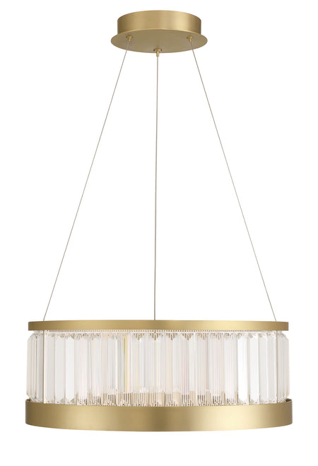Eurofase Empra 24" LED Pendant, Gold with Clear Crystal, front view