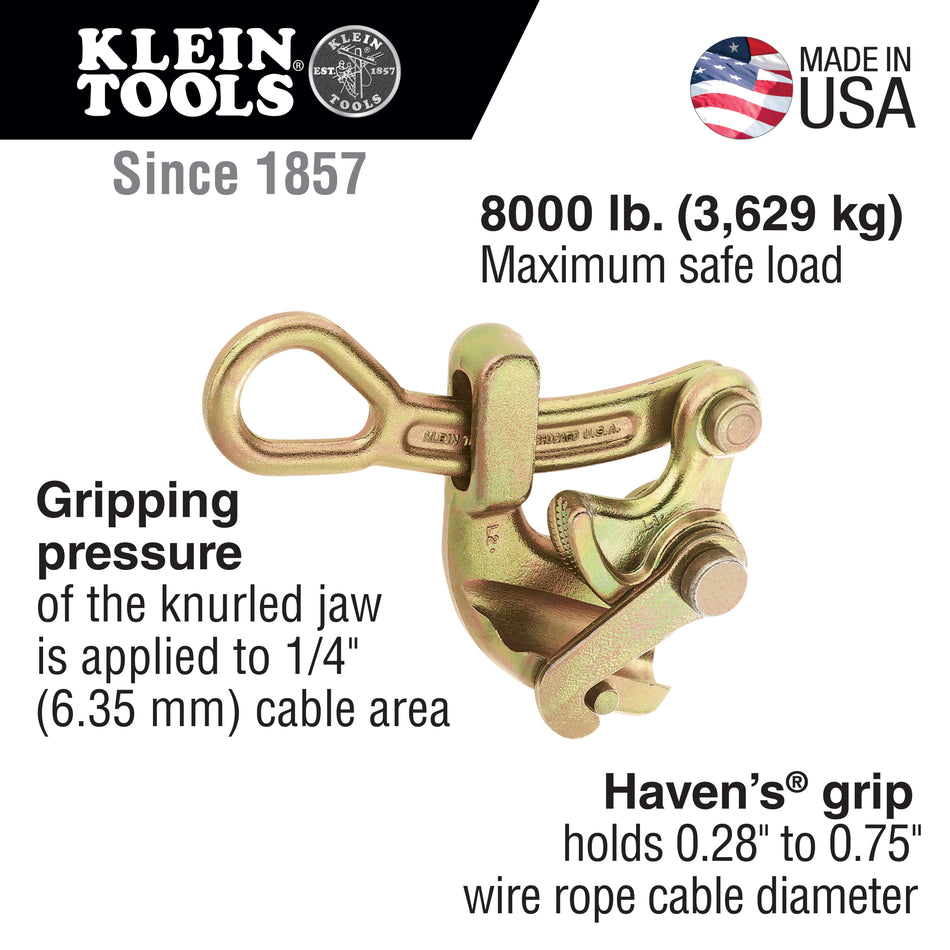 Klein Havens® Grip for Wire Rope 0.75"