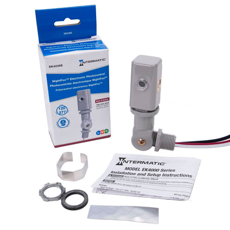 A photo of a Timer, by Intermatic EK4236S - NIGHTFOX Stem and Swivel Mount Electronic Photocontrol, 120-277 V - Intermatic eCommerce - Maple Electric Supply in Canada