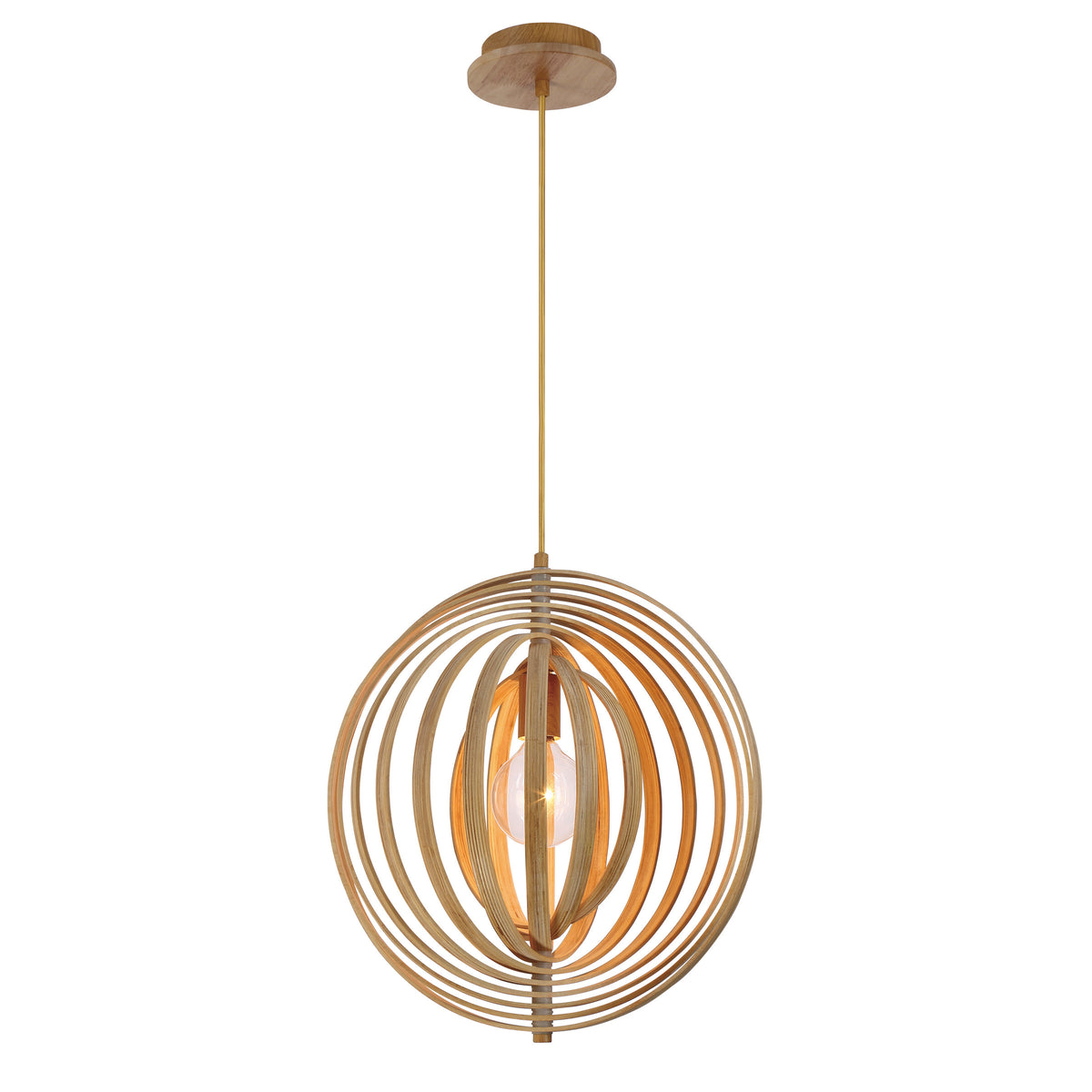 Eurofase Abruzzo 18" Pendant, Wood, front view