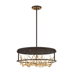 Eurofase Aerie 31" 7-Light LED Chandelier, Gold-Black Mix, front view