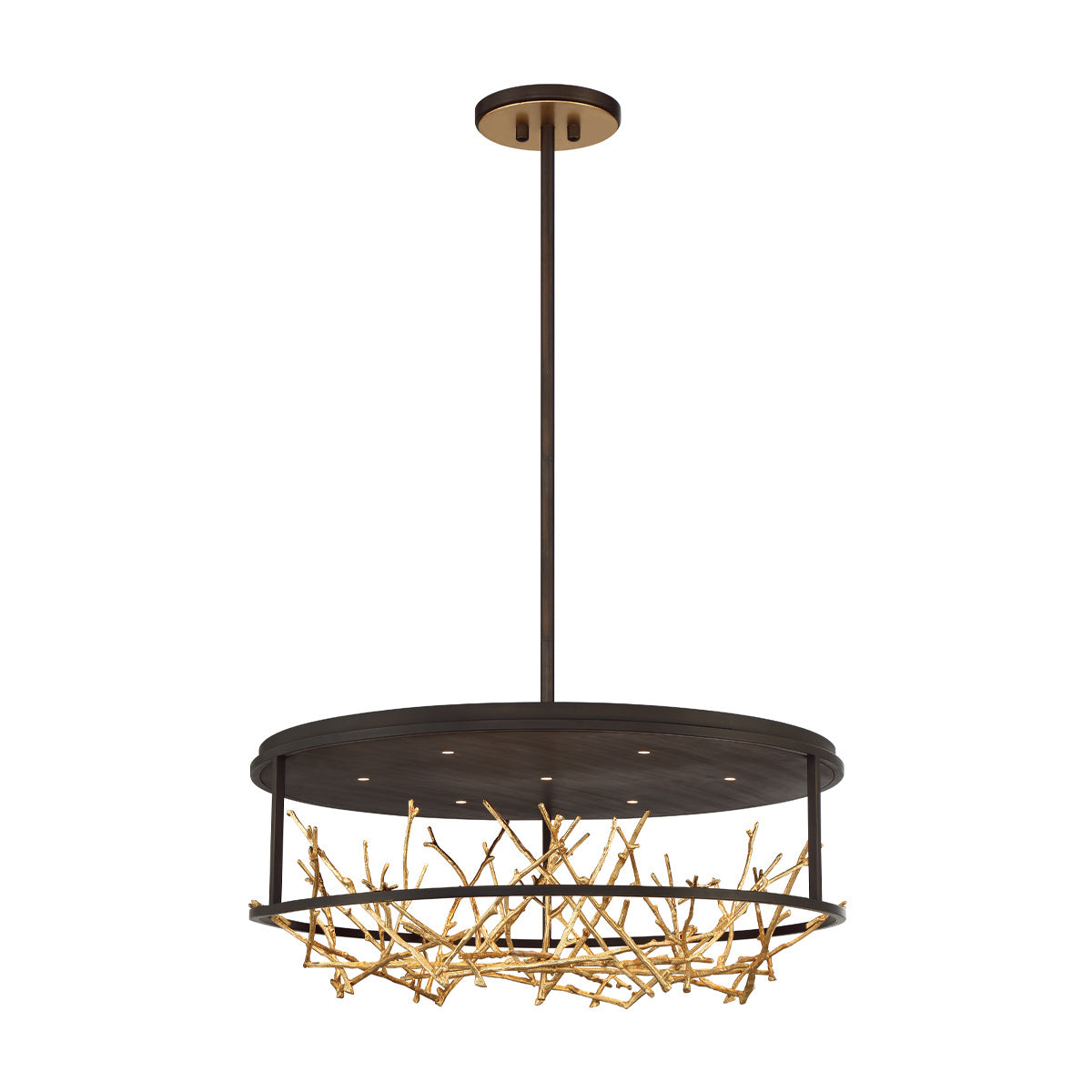 Eurofase Aerie 31" 7-Light LED Chandelier, Gold-Black Mix, front view