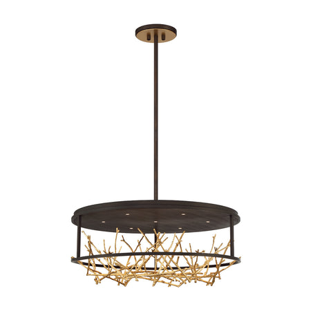 Eurofase Aerie 31" 7-Light LED Chandelier, Gold-Black Mix, front view