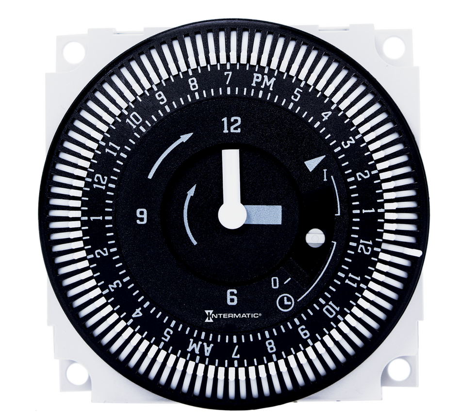 24-Hour 120V Electromechanical Panel Mount Timer Module with Manual Override, 15 Minute Intervals, 21A, SPDT
