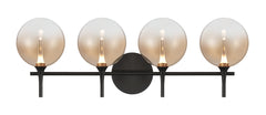 Eurofase Iissa 4-Light LED Vanity, Matte Black with Amber Glass, front view