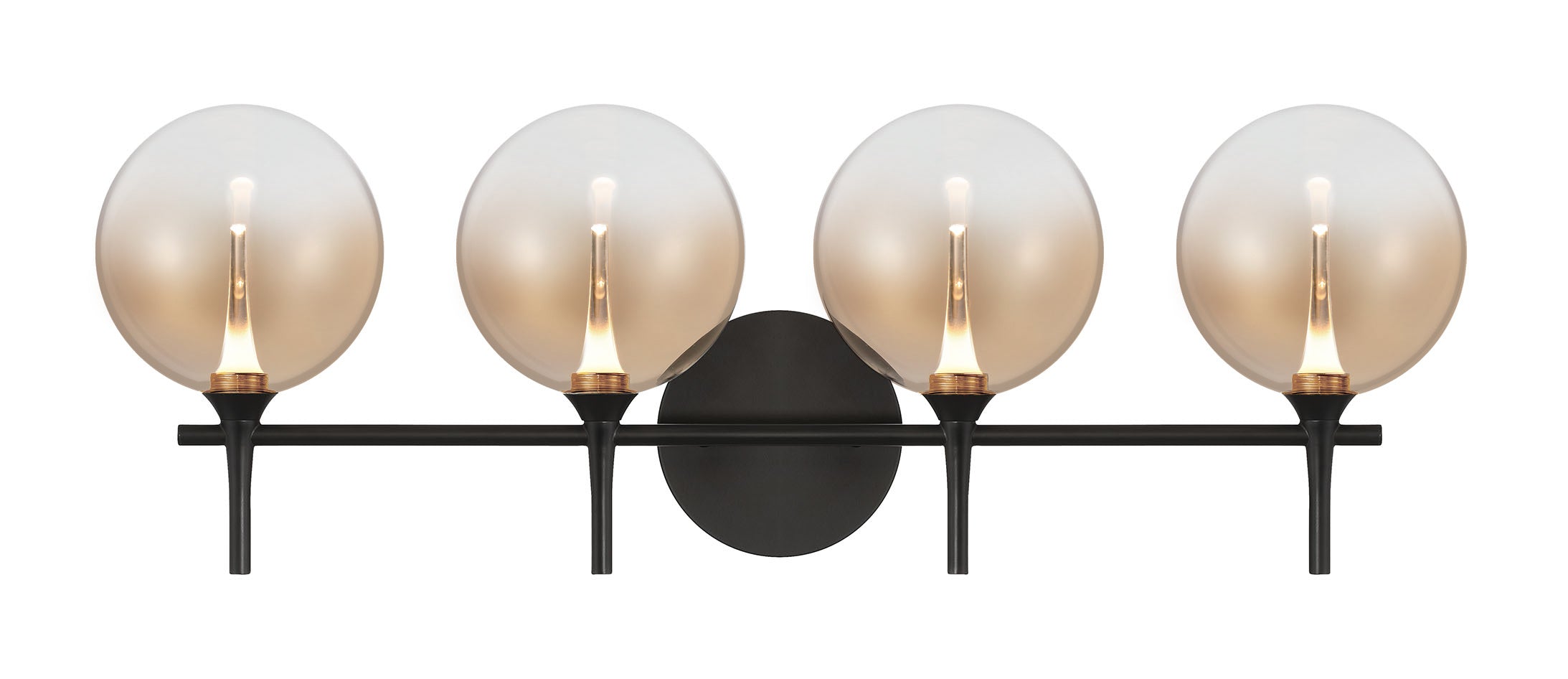 Eurofase Iissa 4-Light LED Vanity, Matte Black with Amber Glass, front view