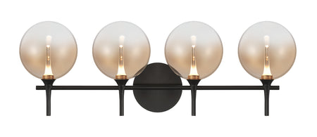 Eurofase Iissa 4-Light LED Vanity, Matte Black with Amber Glass, front view