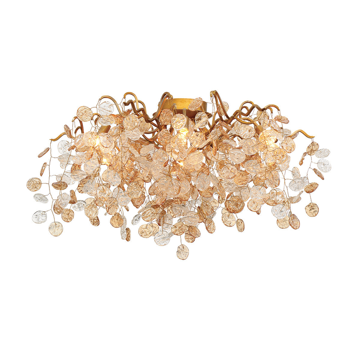 Eurofase Campobasso 27" 7-Light Flush Mount, Gold with Mixed Glass, front view