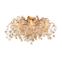 Eurofase Campobasso 27" 7-Light Flush Mount, Gold with Mixed Glass, front view