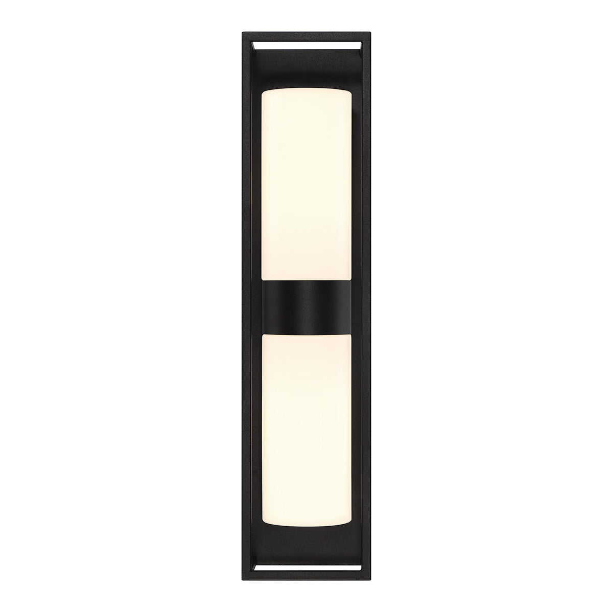 Eurofase Ren 23" 2-Light Outdoor Wall Light, Powder Coat Black with White Glass, front view