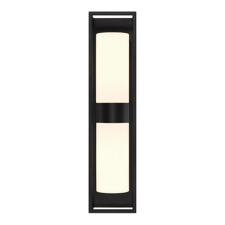 Eurofase Ren 23" 2-Light Outdoor Wall Light, Powder Coat Black with White Glass, front view