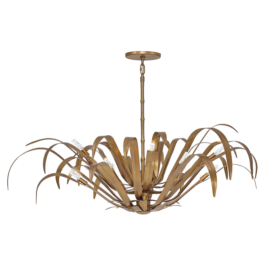 Eurofase Kagra 56" 12-Light Chandelier, Antique Brass, front view