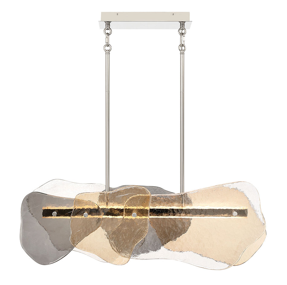Eurofase Grotto 39" Chandelier, Polished Nickel with Mixed Glass, front view