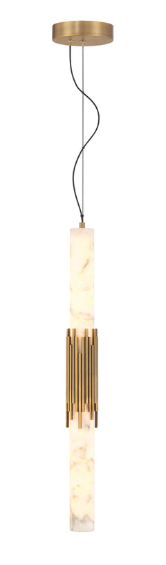Eurofase Venna 29" Pendant, Antique Brass with Alabaster, front view