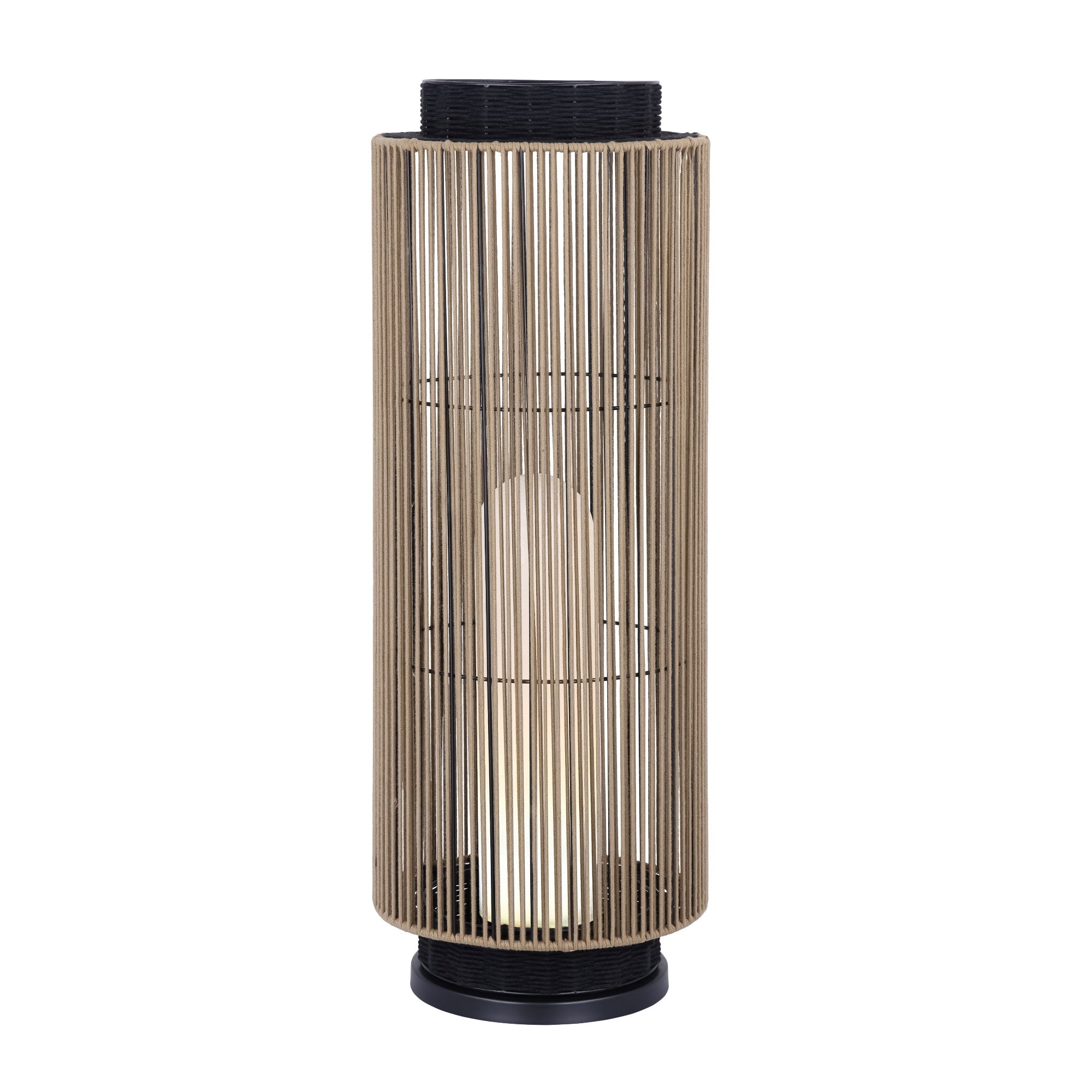 Eurofase Aden 46" Outdoor Wall Light, Matte Black with Brown Rope, front view