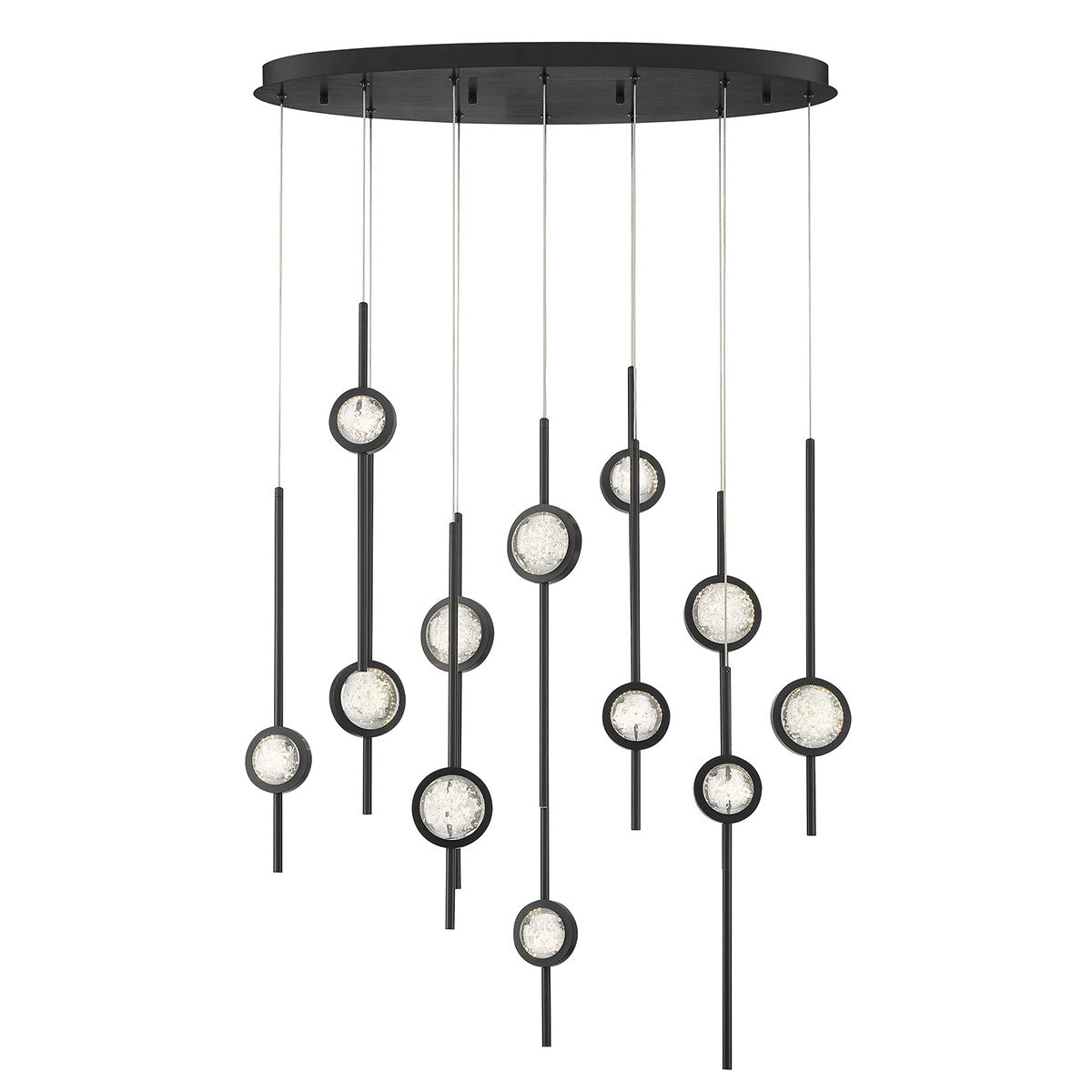 Eurofase Barletta 38" 12-Light LED Chandelier, Anodized Black, front view