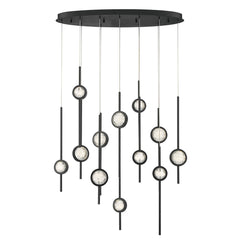 Eurofase Barletta 38" 12-Light LED Chandelier, Anodized Black, front view