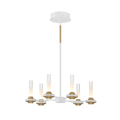 Eurofase Torcia 24" 6-Light LED Chandelier, Matte Black with White Acrylic, front view