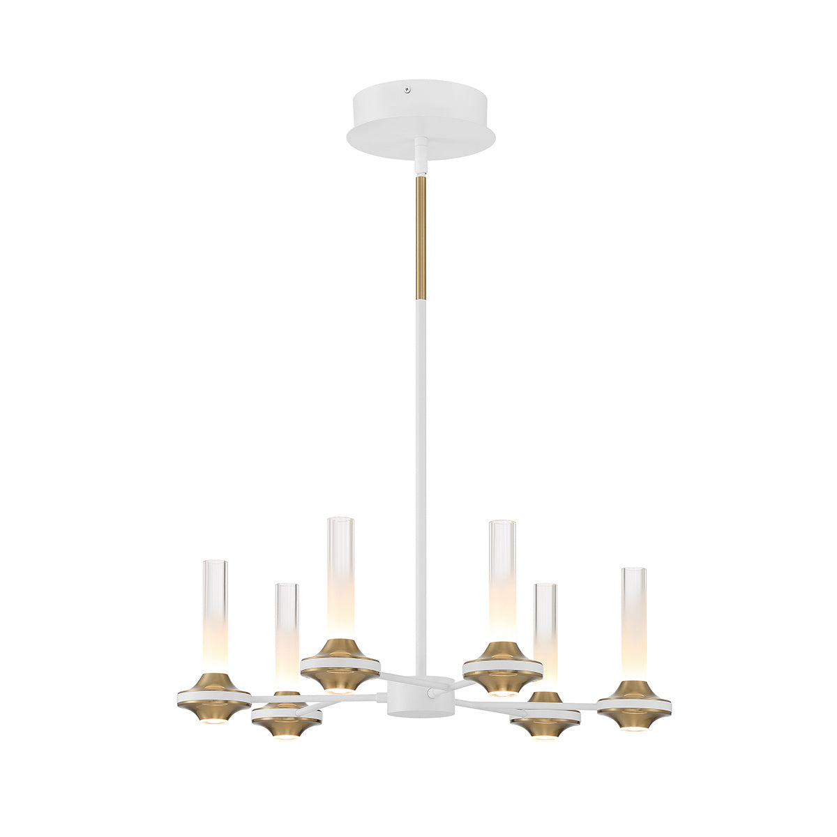 Eurofase Torcia 24" 6-Light LED Chandelier, Matte Black with White Acrylic, front view