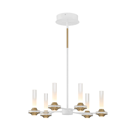 Eurofase Torcia 24" 6-Light LED Chandelier, Matte Black with White Acrylic, front view