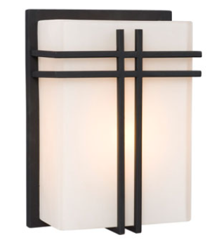 1-Light Outdoor/Indoor Wall Sconce - Black with Satin White Glass - Maple Electric Supply 