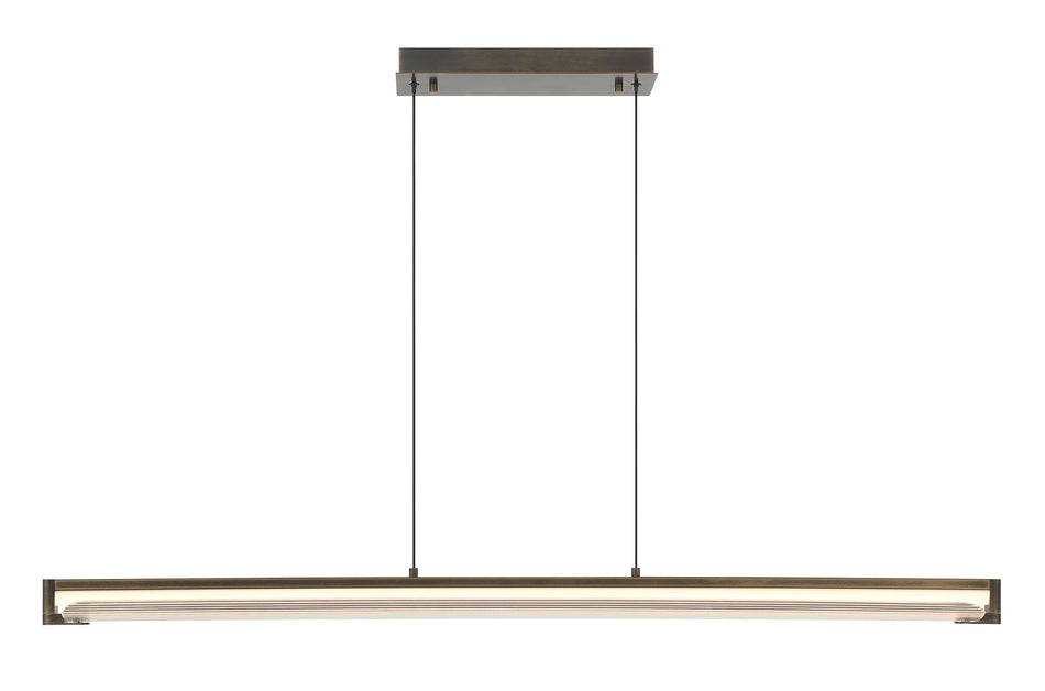 Eurofase Neoness 50" LED Chandelier, Weathered Brass with Clear Glass, front view