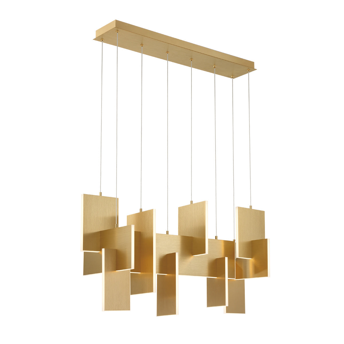 Eurofase Coburg 42" 3-Light LED Chandelier, Brushed Gold, front view
