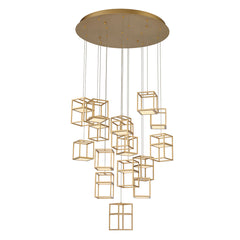 Eurofase Ferro 32" 16-Light LED Chandelier, Matte Gold, front view