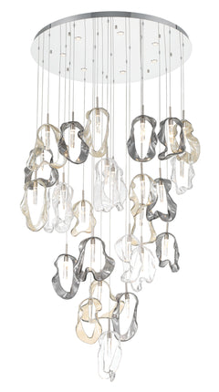 Eurofase Norah 39" 33-Light Chandelier, Polished Nickel with Mixed Glass, front view