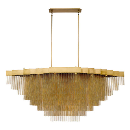 Eurofase Bloomfield 73" 28-Light LED Chandelier, Matte Gold with Gold Aluminum, front view
