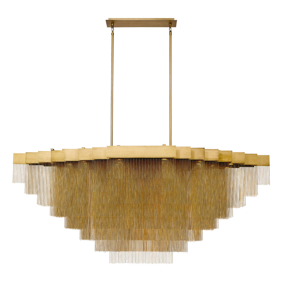 Eurofase Bloomfield 73" 28-Light LED Chandelier, Matte Gold with Gold Aluminum, front view