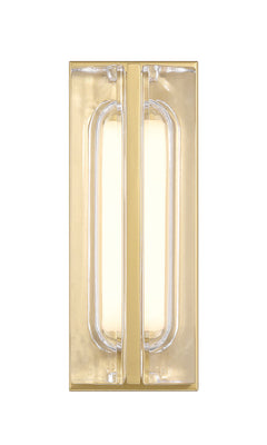 Eurofase Langferd 12" LED Outdoor Wall Light, Gold with Clear Glass, front view