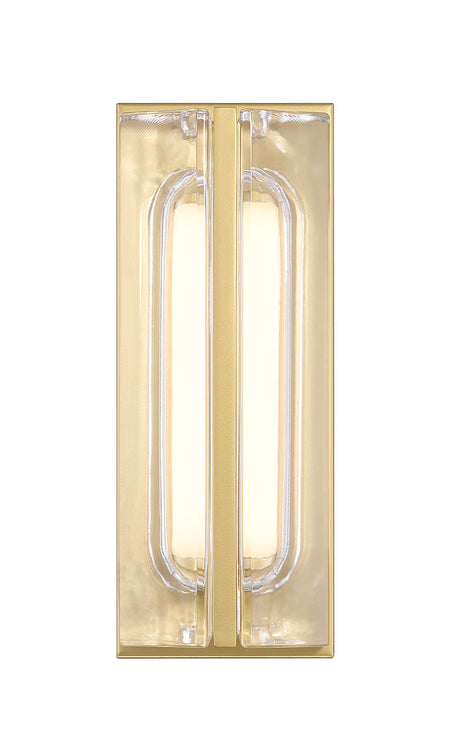 Eurofase Langferd 12" LED Outdoor Wall Light, Gold with Clear Glass, front view