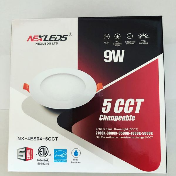 4" Slim Panel Downlight 9W 5CCT, Recessed Lighting, Nexleds - Maple Electric Supply 